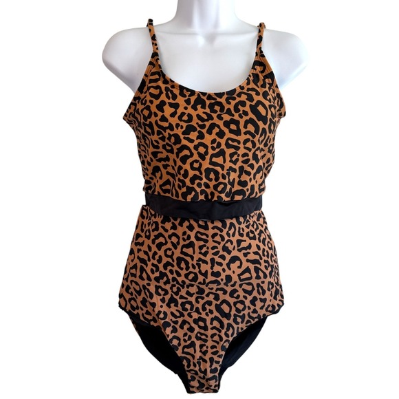 Coral Reef Other - Coral Reef Swim Leopard Print Lounger Top High Waisted Bottom Swimsuit Sz S 4-6